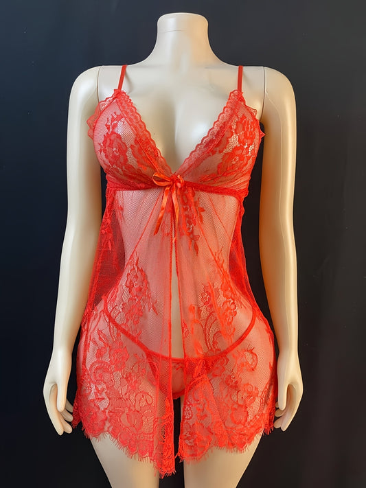 فستان نوم أحمر جميل