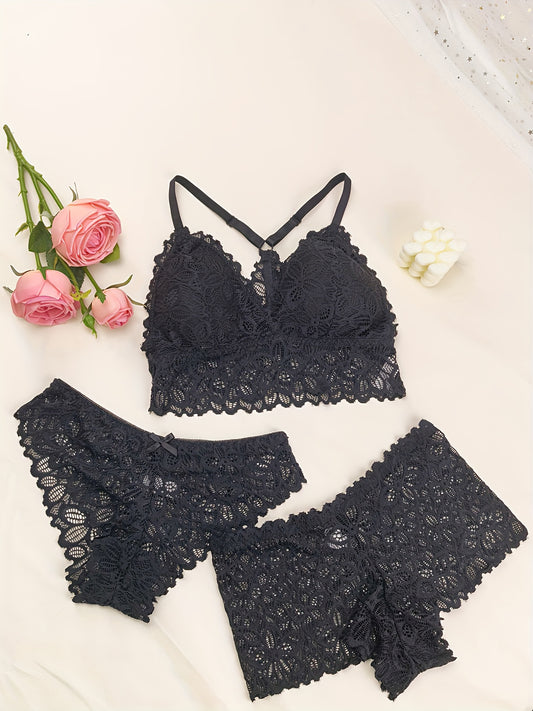 مجموعة لانجري نسائي دانتيل