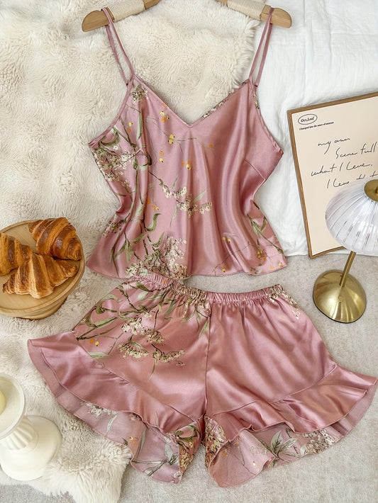 طقم بيجامة نسائي مكون من قطعتين