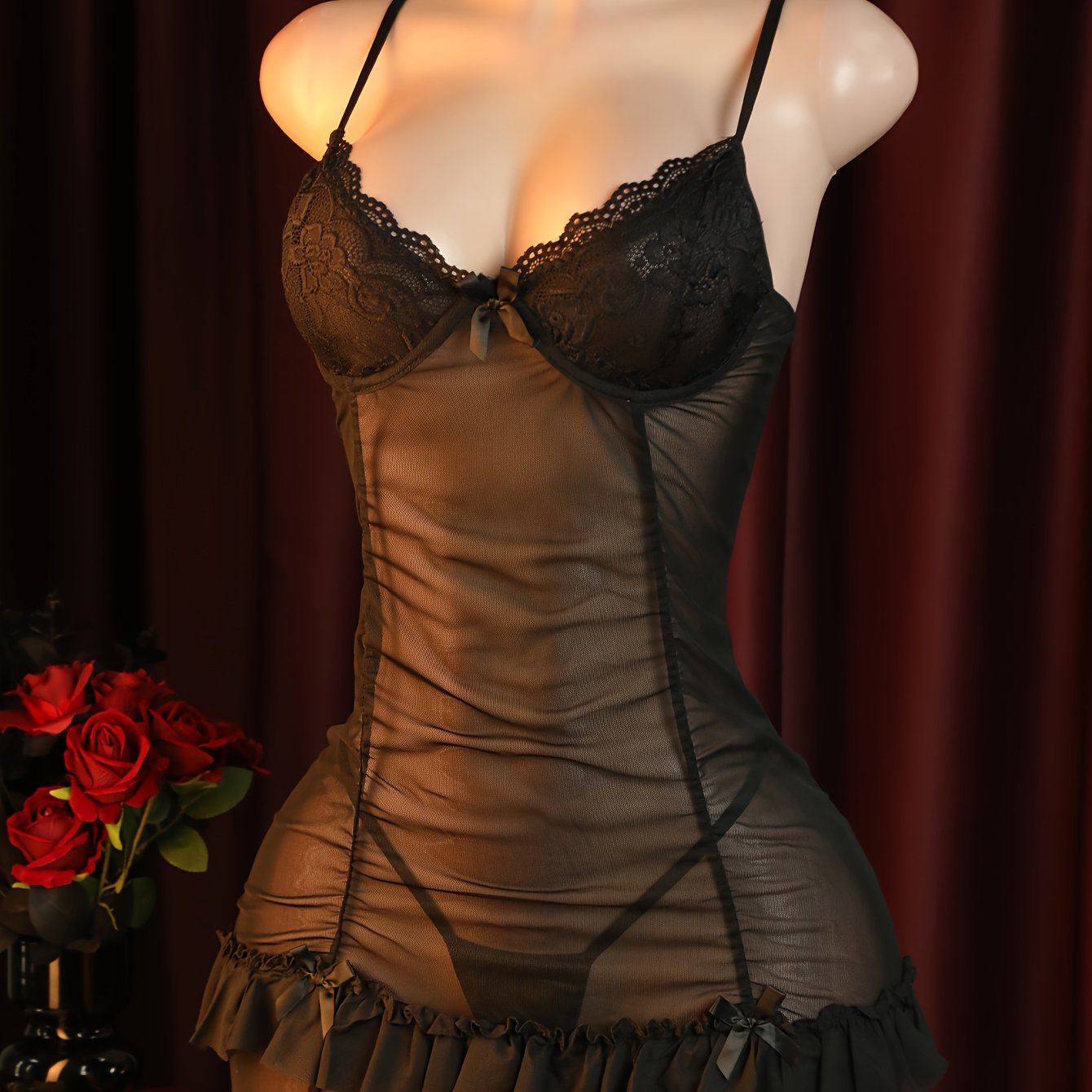 طقم لانجري نسائي أنيق وردي