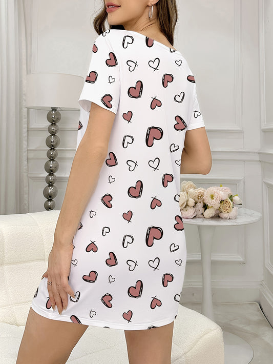 فستان نوم قصير بأكمام للنساء