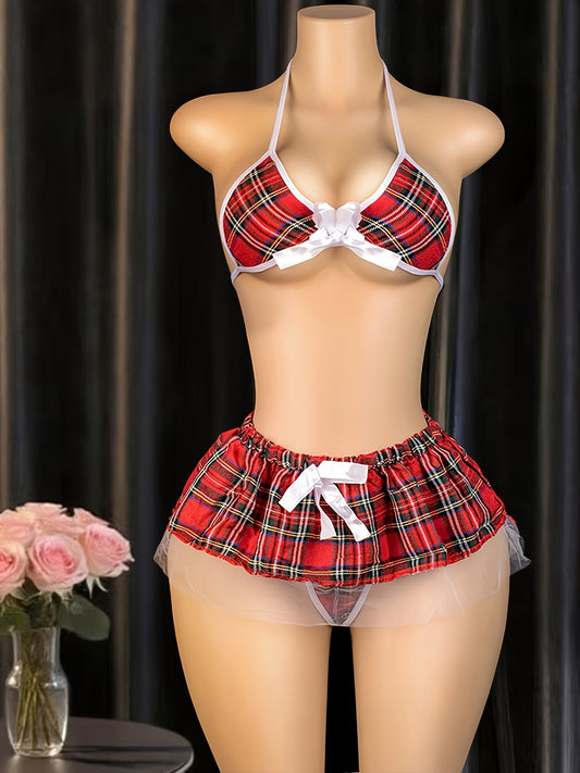 تنورة ملونة حمراء