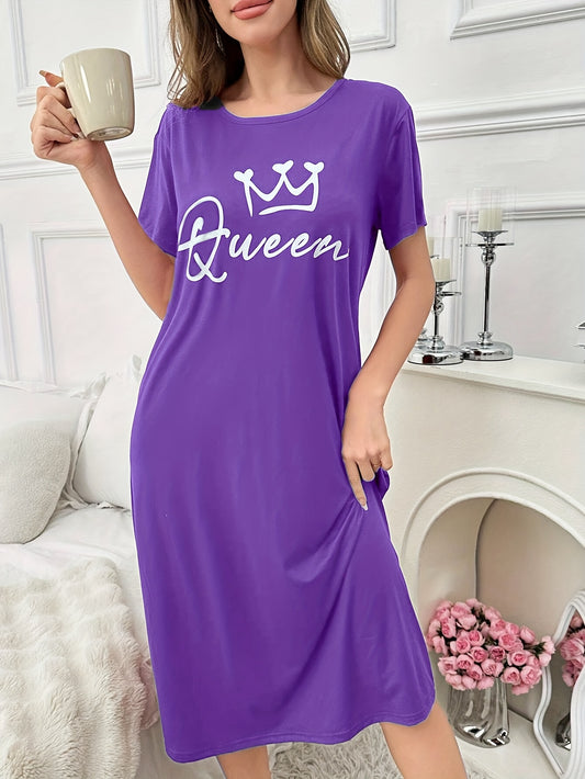 فستان نوم نسائي بطبعة تاج