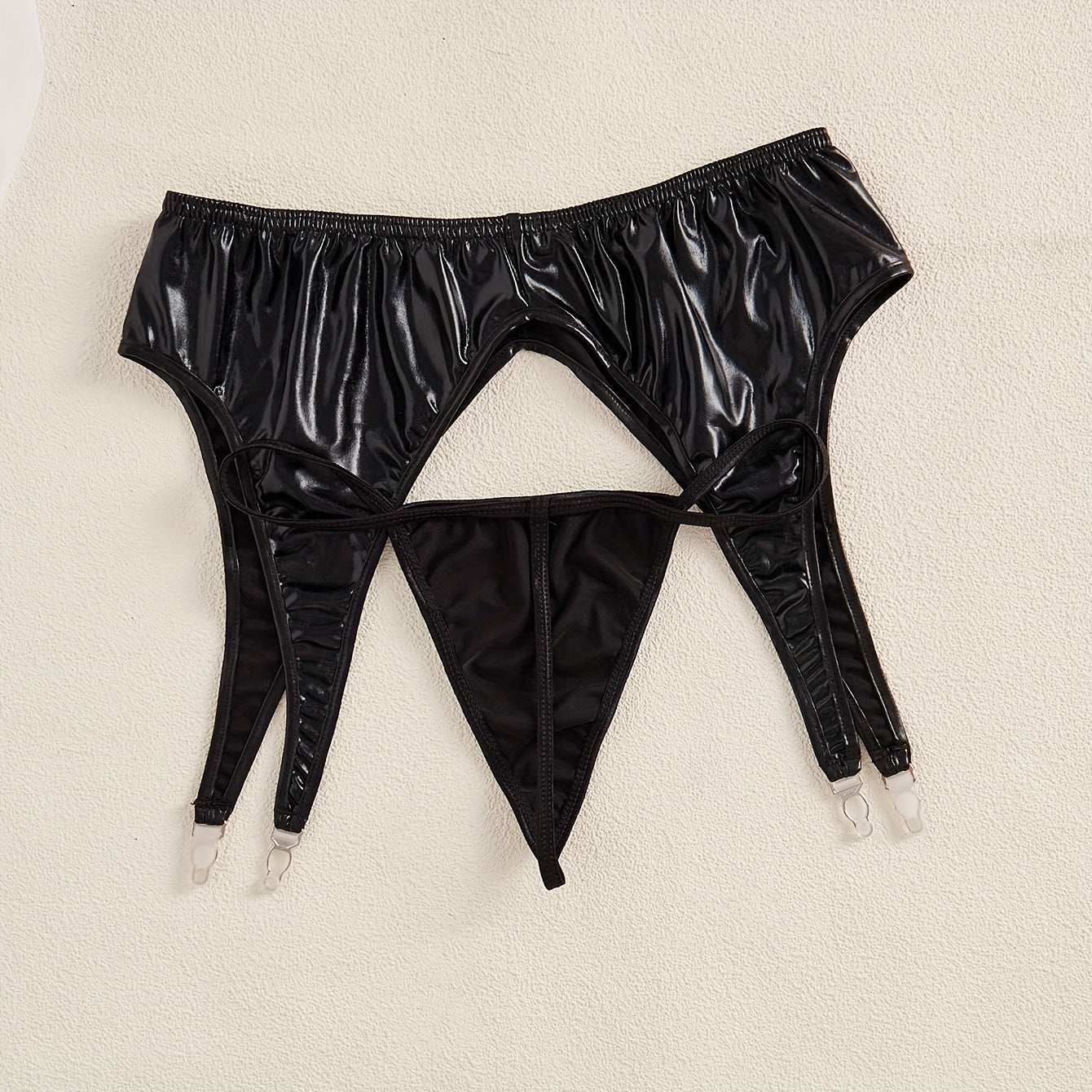 طقم حزام كاحل وشفاف للنساء