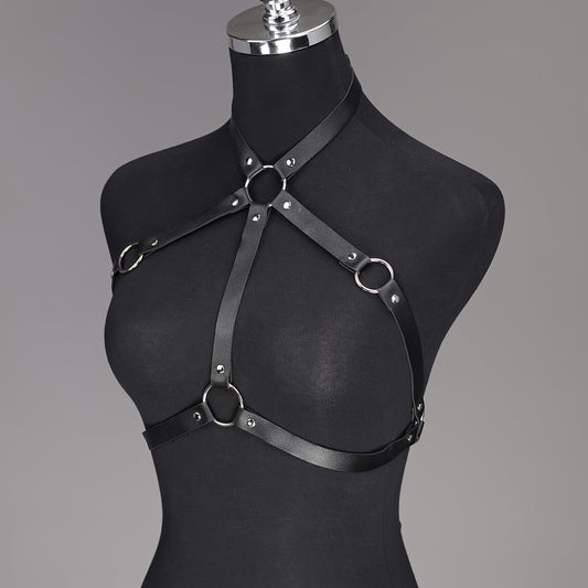 حمالة صدر قفص جلدية نسائية سوداء