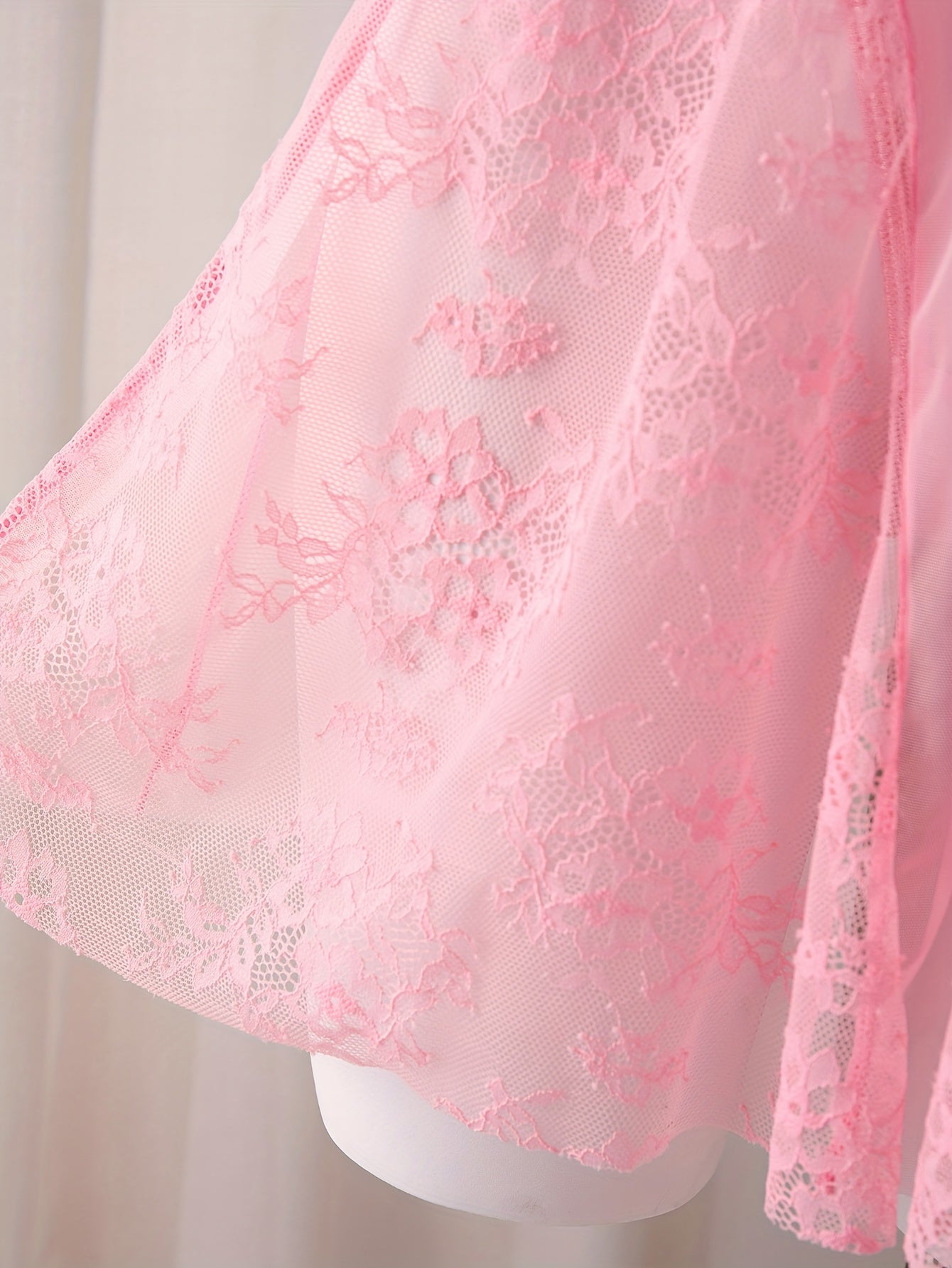 فستان نوم وردي مخرم