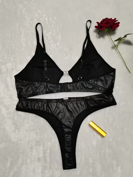مجموعة ملابس داخلية أنيقة كبيرة الحجم - أسود