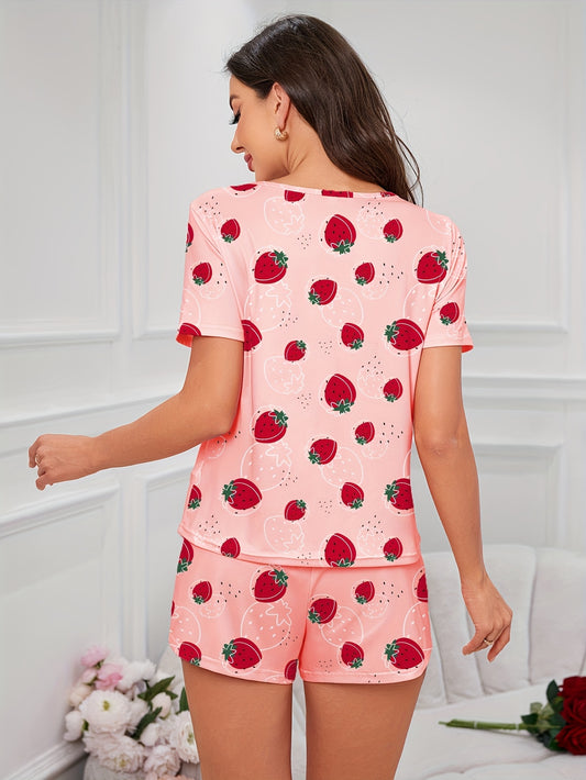 طقم بيجامة طبعة فراولة