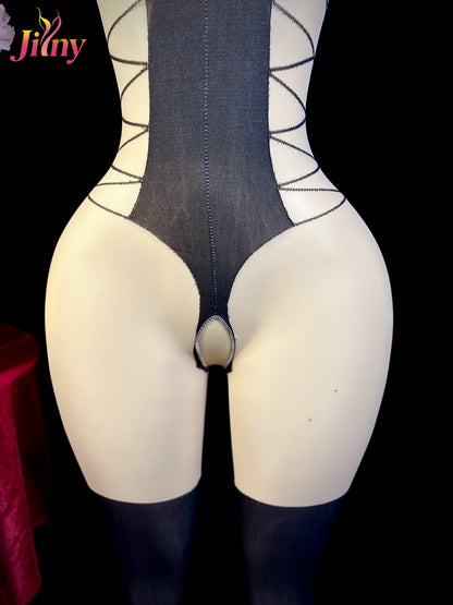 د bodystocking مثير باللون الأسود