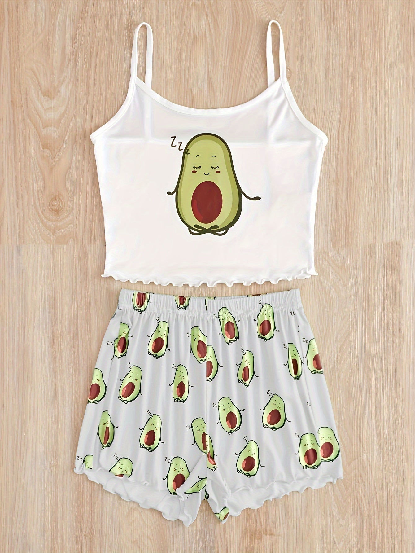 طقم بيجامة للنساء بطبعة أفوكادو