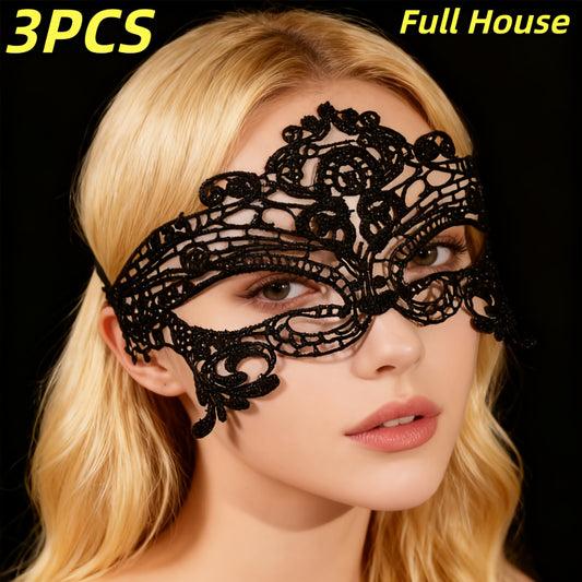 قناع جمال دانتيل أسود 3 قطع