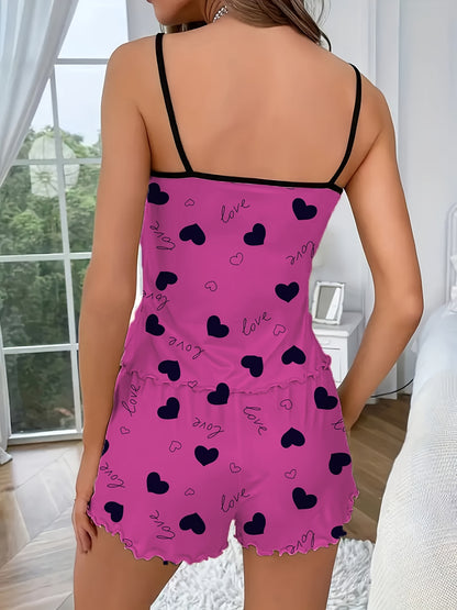 طقم بيجاما نسائي مزين بقلب