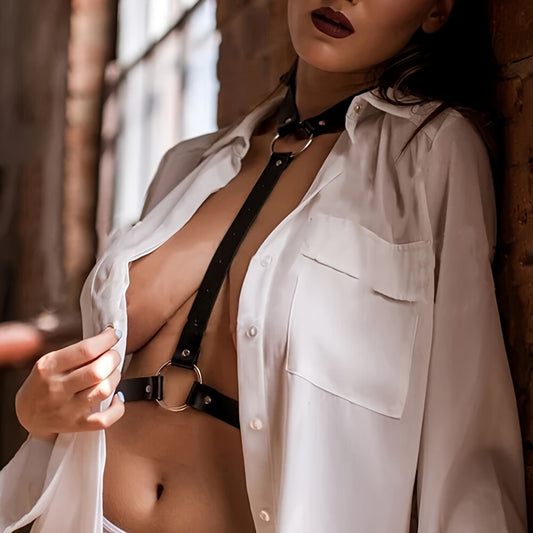 حزام جلد نسائي أسود