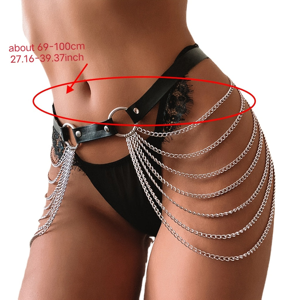 طوق جلدي بسلسلة معدنية