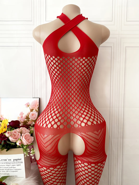 بدلة شبكية حمراء مقاس كبير