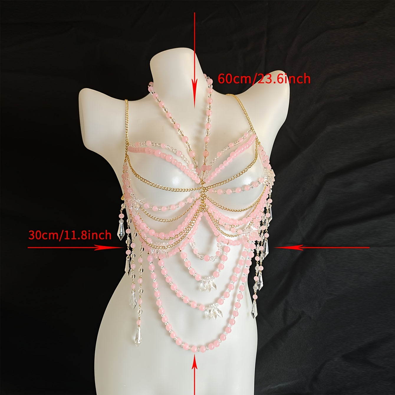 كورسيه يدوي من الخرز الوردي