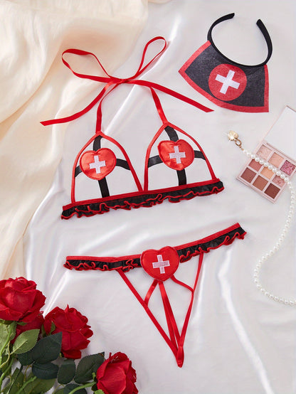 طقم لنجري نسائي 3 قطع أسود