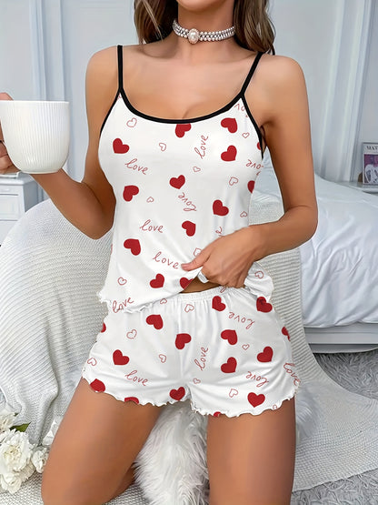 طقم بيجاما نسائي مزين بقلب