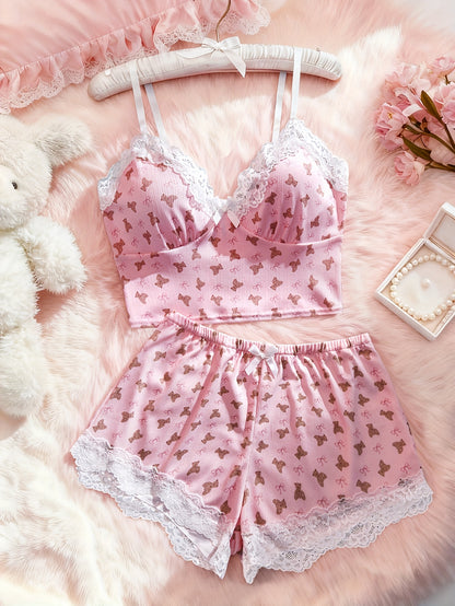 طقم بيجامة نسائية بلون خمري