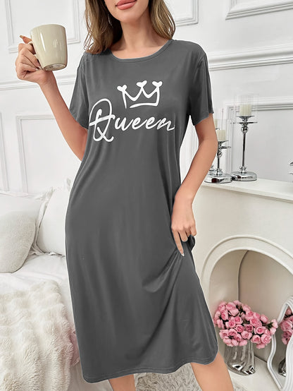 فستان نوم نسائي بطبعة تاج