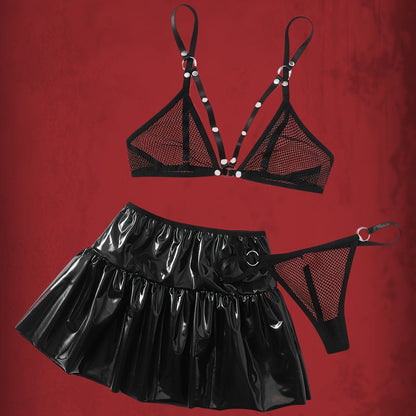 مجموعة ثلاث قطع من لباس النوم الشفاف