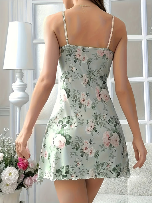 فستان نوم مزخرف بنمط استوائي