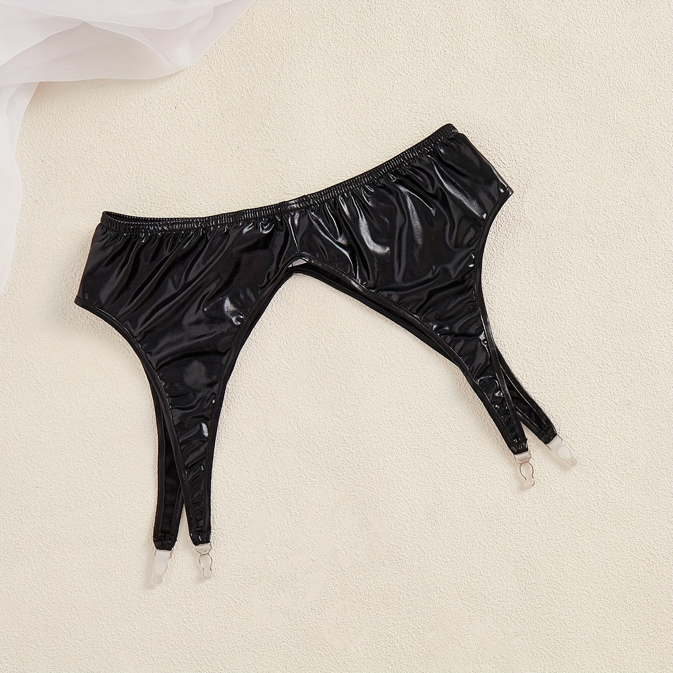 طقم حزام كاحل وشفاف للنساء