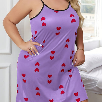 فستان نوم نسائي مطبوع قلب كرتوني