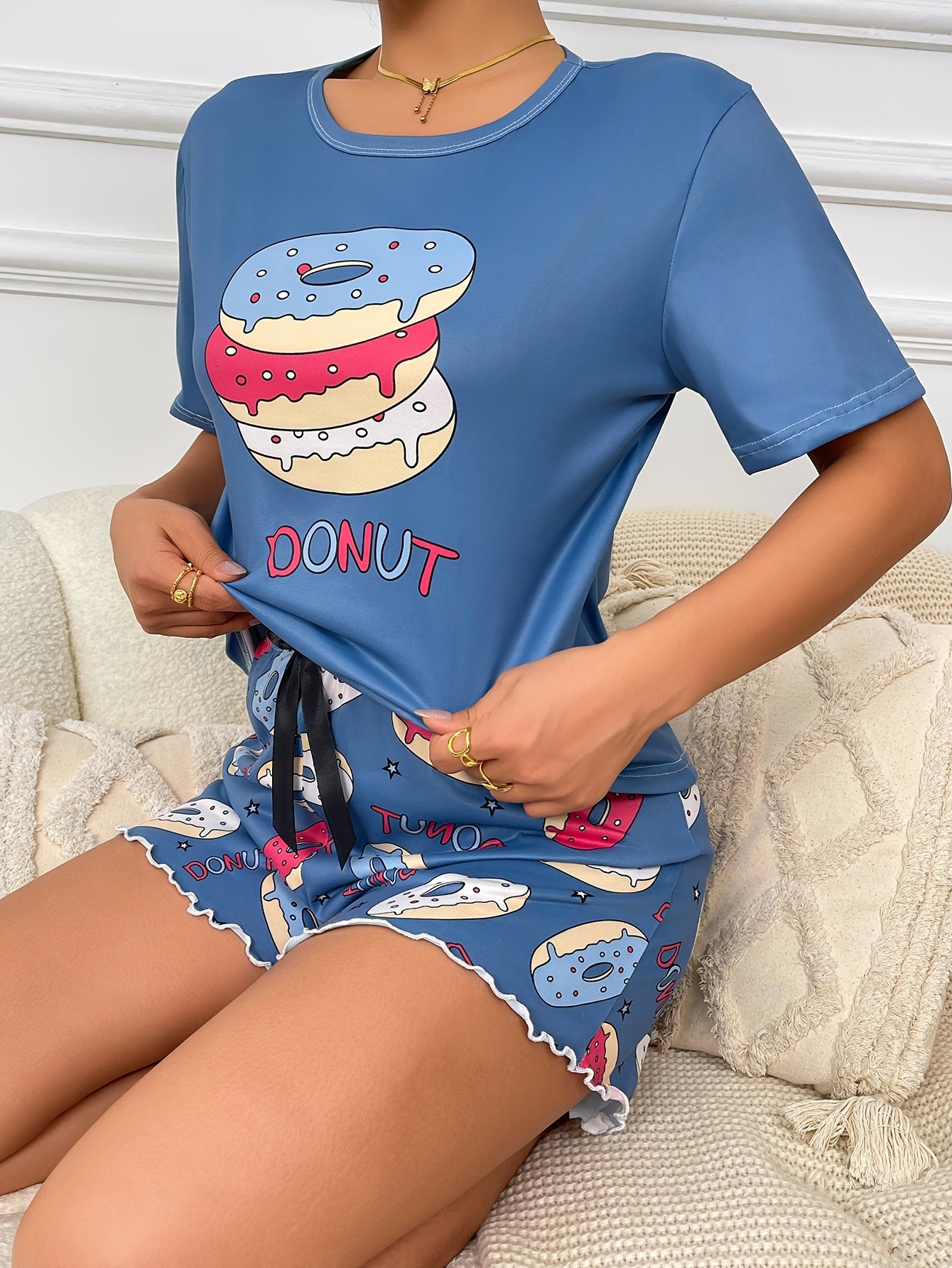 طقم بيجامة نسائي مطبوع