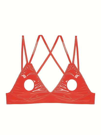 توب كاميسول جلد PU أسود للنساء