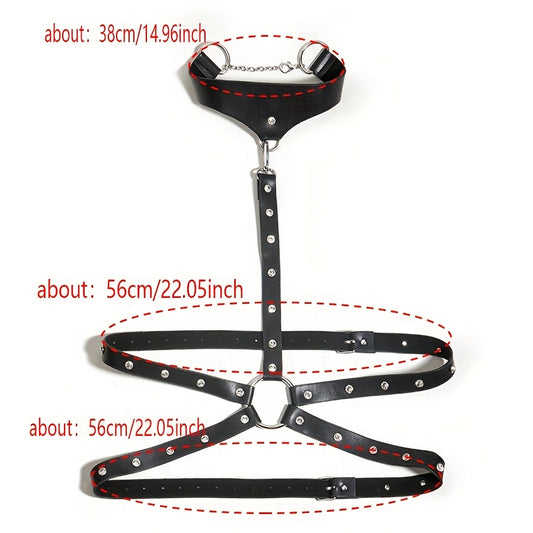 طقم طوق ومعاصم جلدية للبالغين