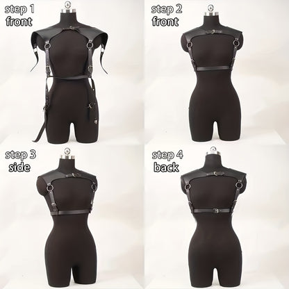 صدرية نسائية جلد صناعي أسود