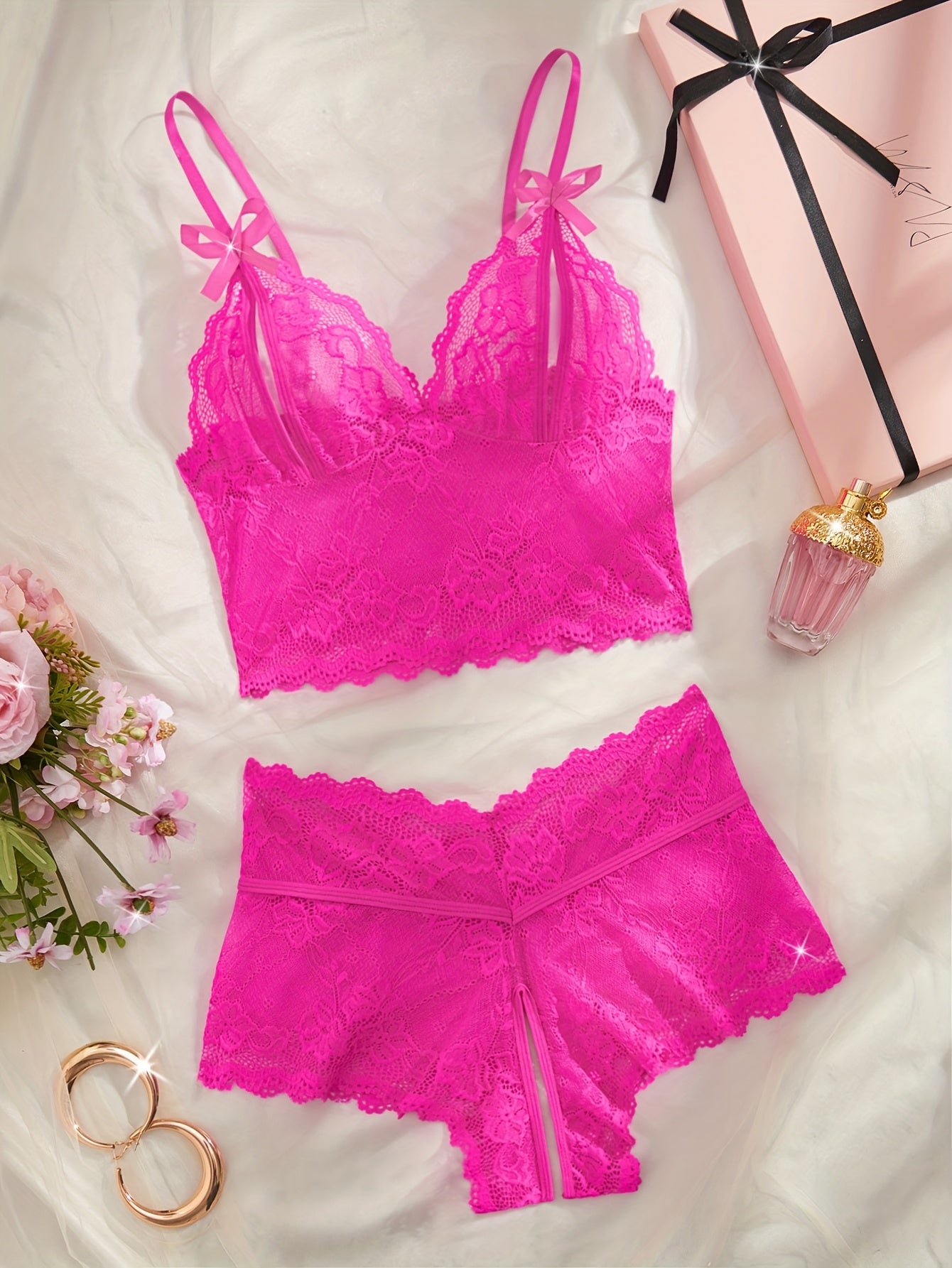 طقم لانجري دنيم مزخرف