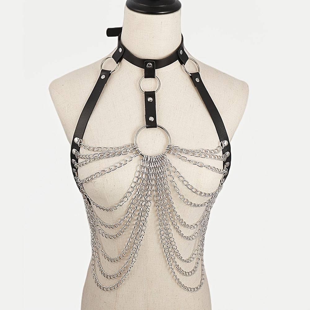 كورسيت جلد صناعي نسائي