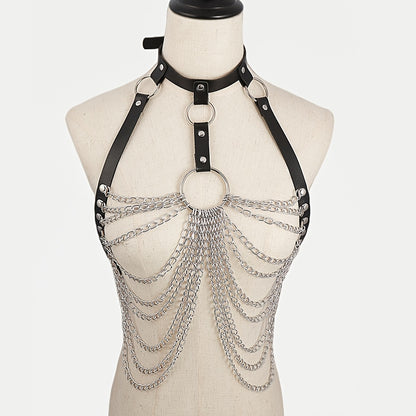 كورسيت جلد صناعي نسائي