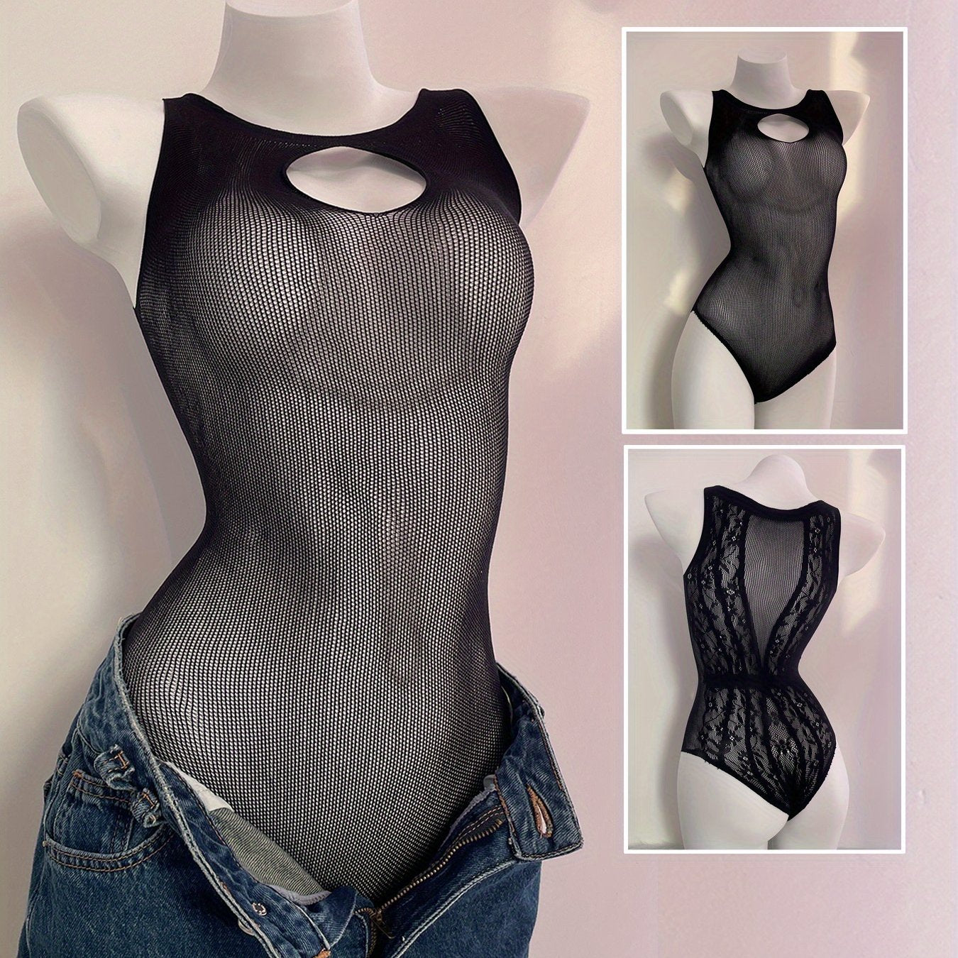 بودي ستوكينغ شبكي للنساء - مقاس كبير