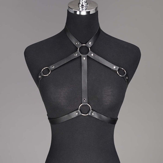حمالة صدر قفص جلدية نسائية سوداء