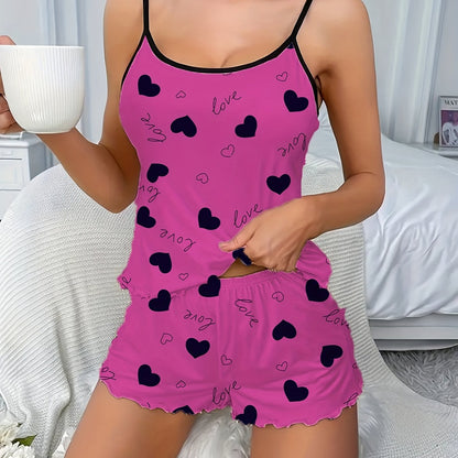 طقم بيجاما نسائي مزين بقلب