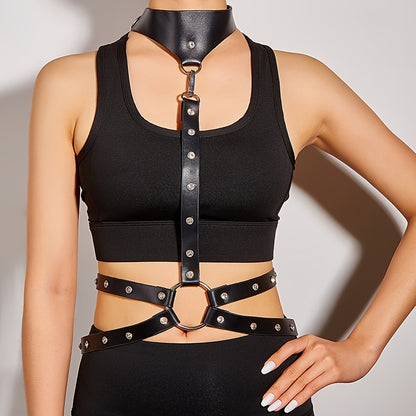 طقم طوق ومعاصم جلدية للبالغين