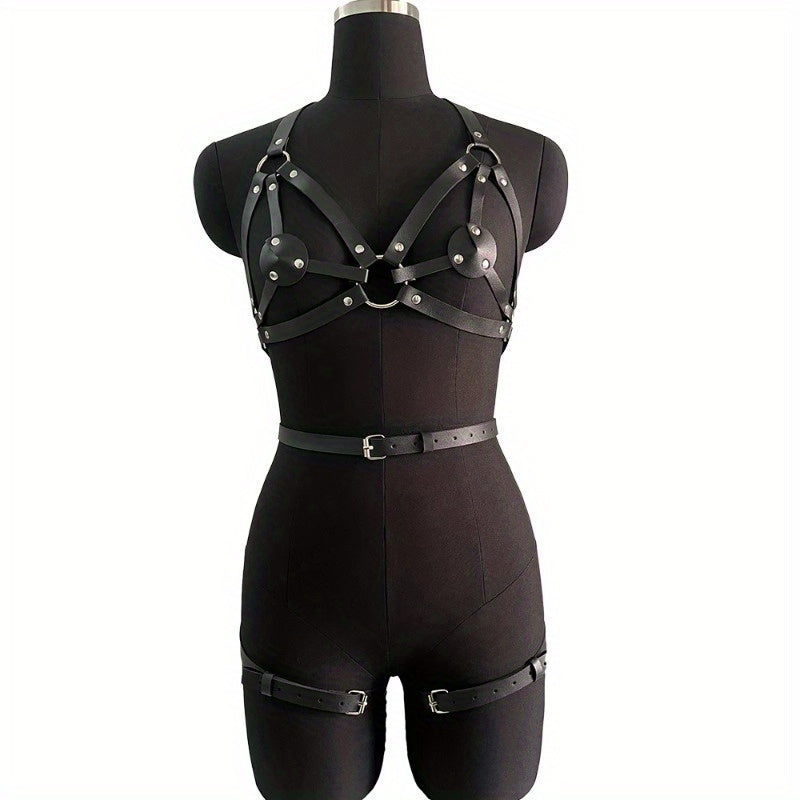 طقم صدرية نسائية جلد صناعي