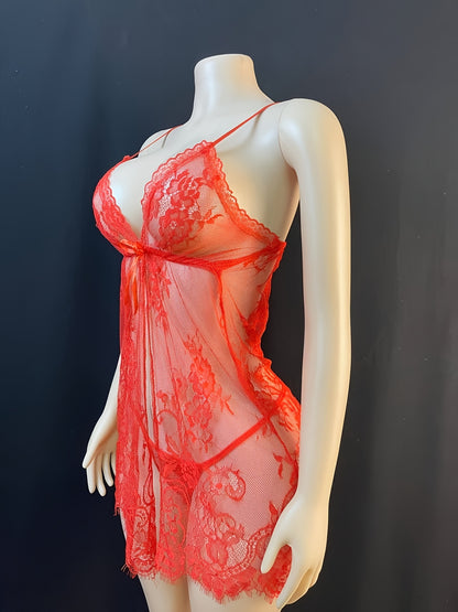 فستان نوم أحمر جميل