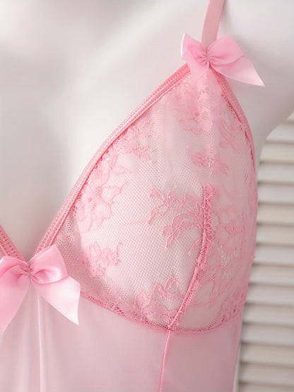 فستان نوم وردي مخرم