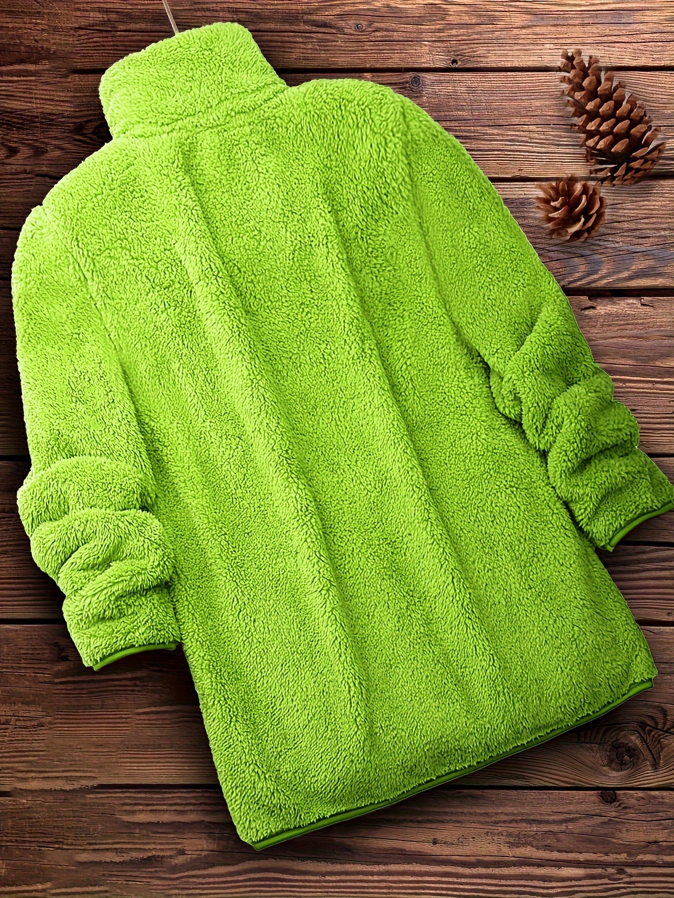 معطف تيدي طويل مزود بسحاب