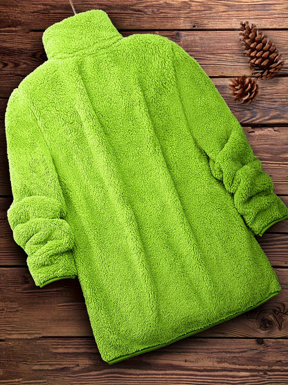 معطف تيدي طويل مزود بسحاب