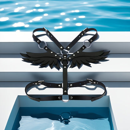 حزام بأجنحة ملاك أسود/أبيض/وردي/أحمر