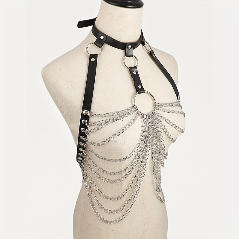 كورسيت جلد صناعي نسائي