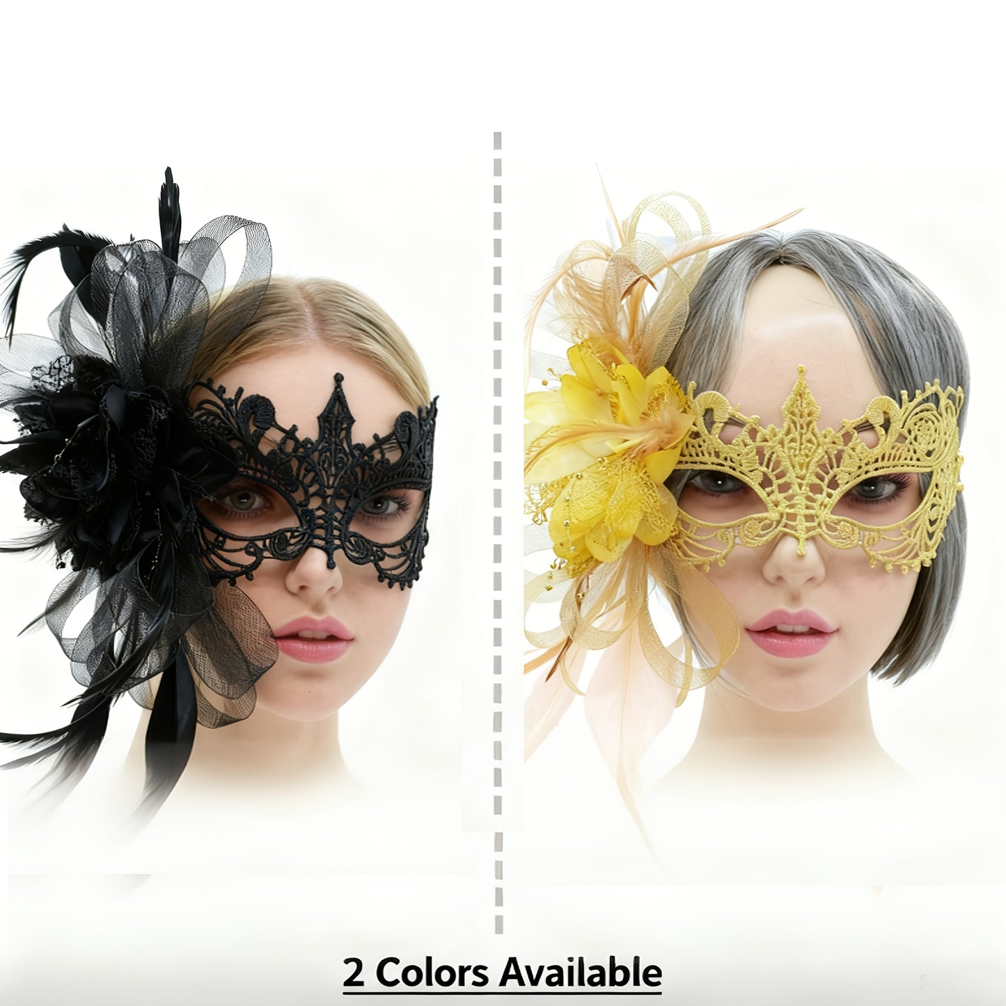 قناع نسائي غوثيك أنيق مزخرف بالريش