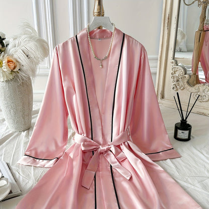 روب ساتان نسائي أنيق وردي