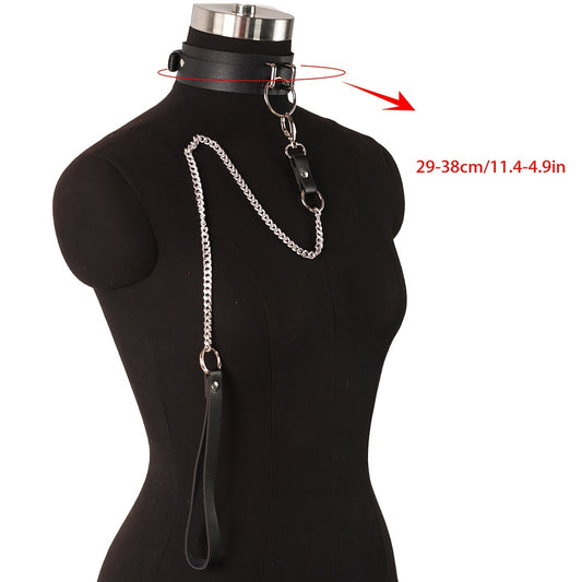 حزام عنق جلد صناعي للنساء