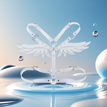 حزام بأجنحة ملاك أسود/أبيض/وردي/أحمر